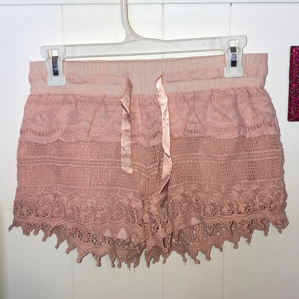 Pink lace shorts